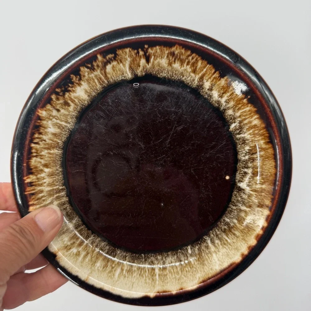 Pfaltzgraff 1970s Stoneware Brown Drip Glaze Lunch Salad Plates Set of 6 7.25